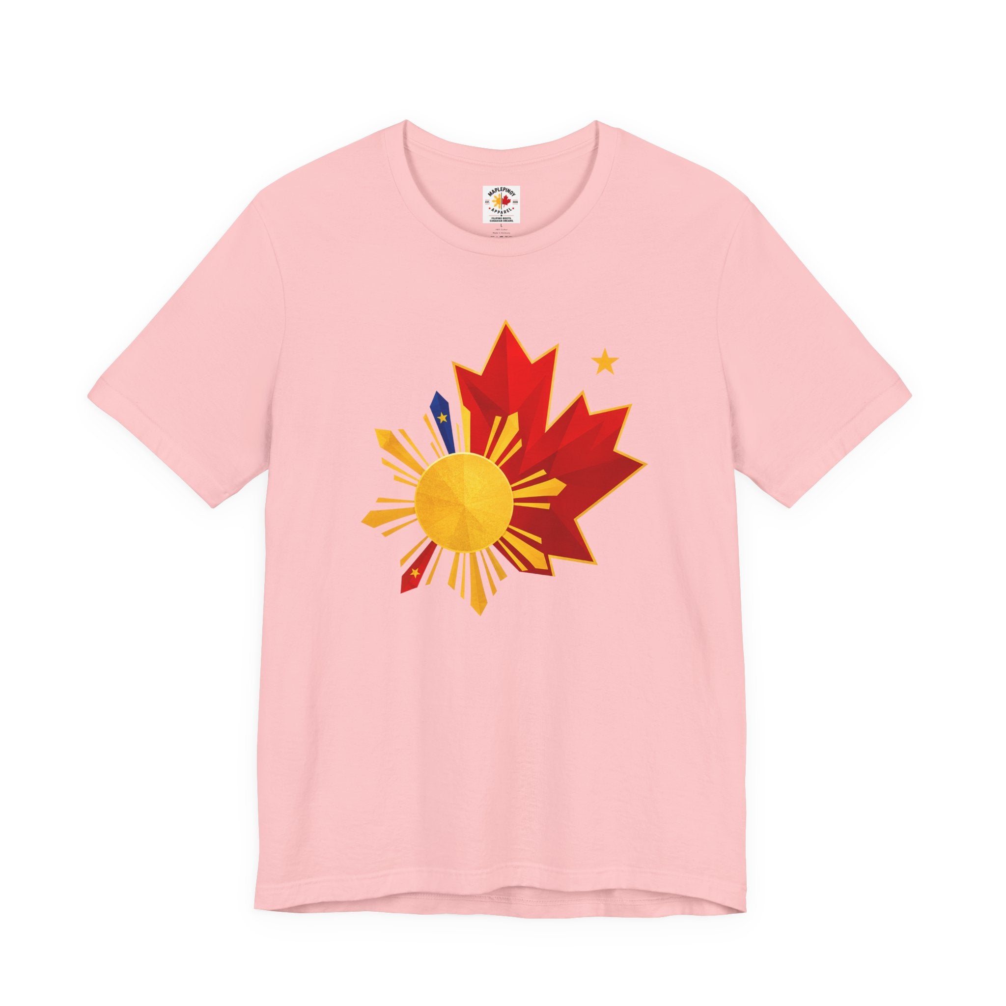Filipino Canadian Pride T-Shirt — Maple Leaf with Philippine Sun & Stars