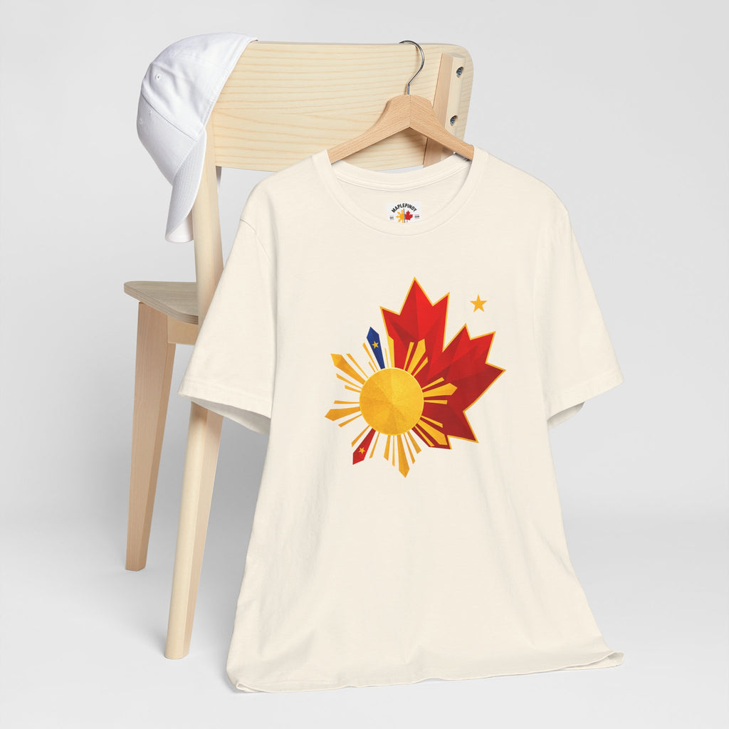 Filipino Canadian Pride T-Shirt — Maple Leaf with Philippine Sun & Stars
