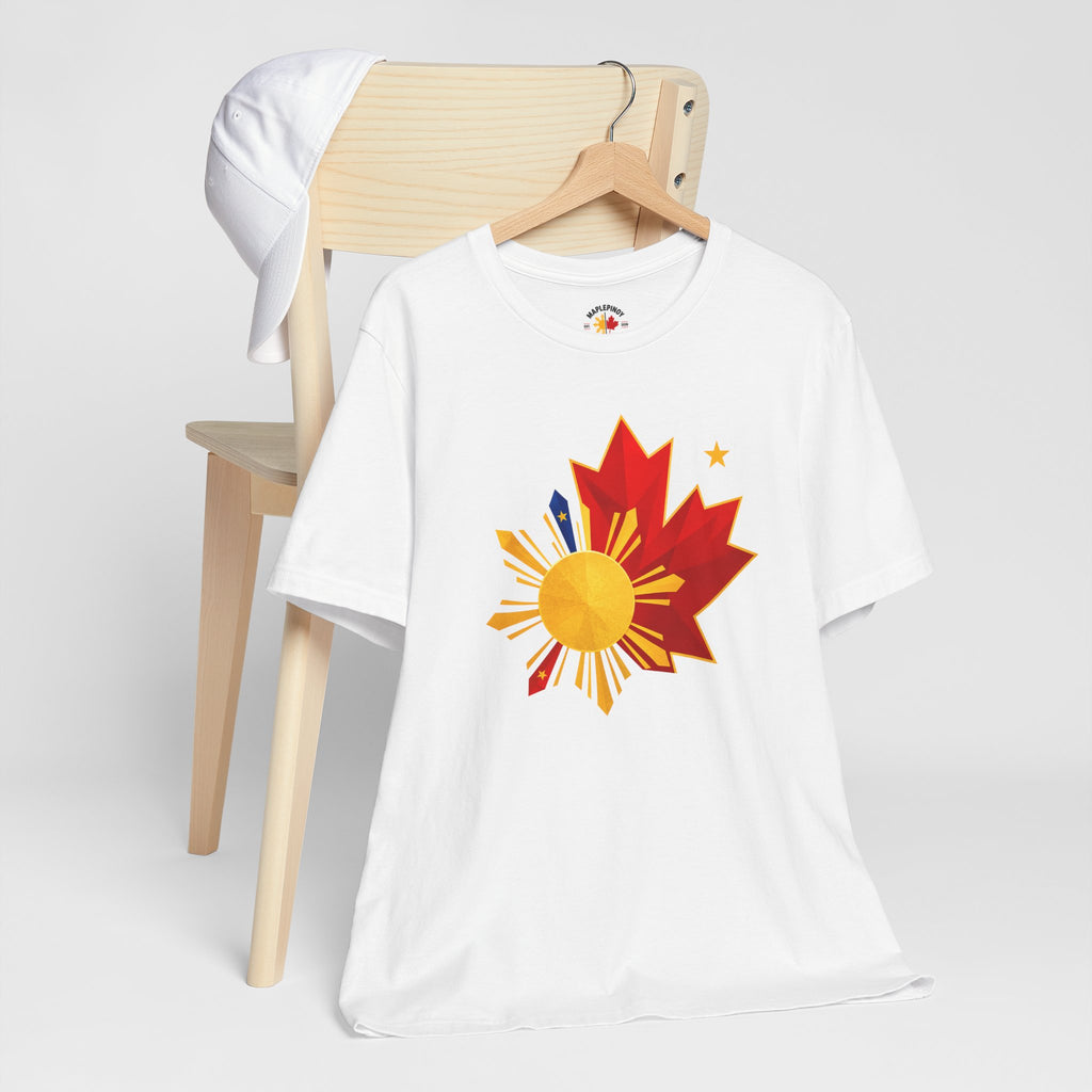 Filipino Canadian Pride T-Shirt — Maple Leaf with Philippine Sun & Stars