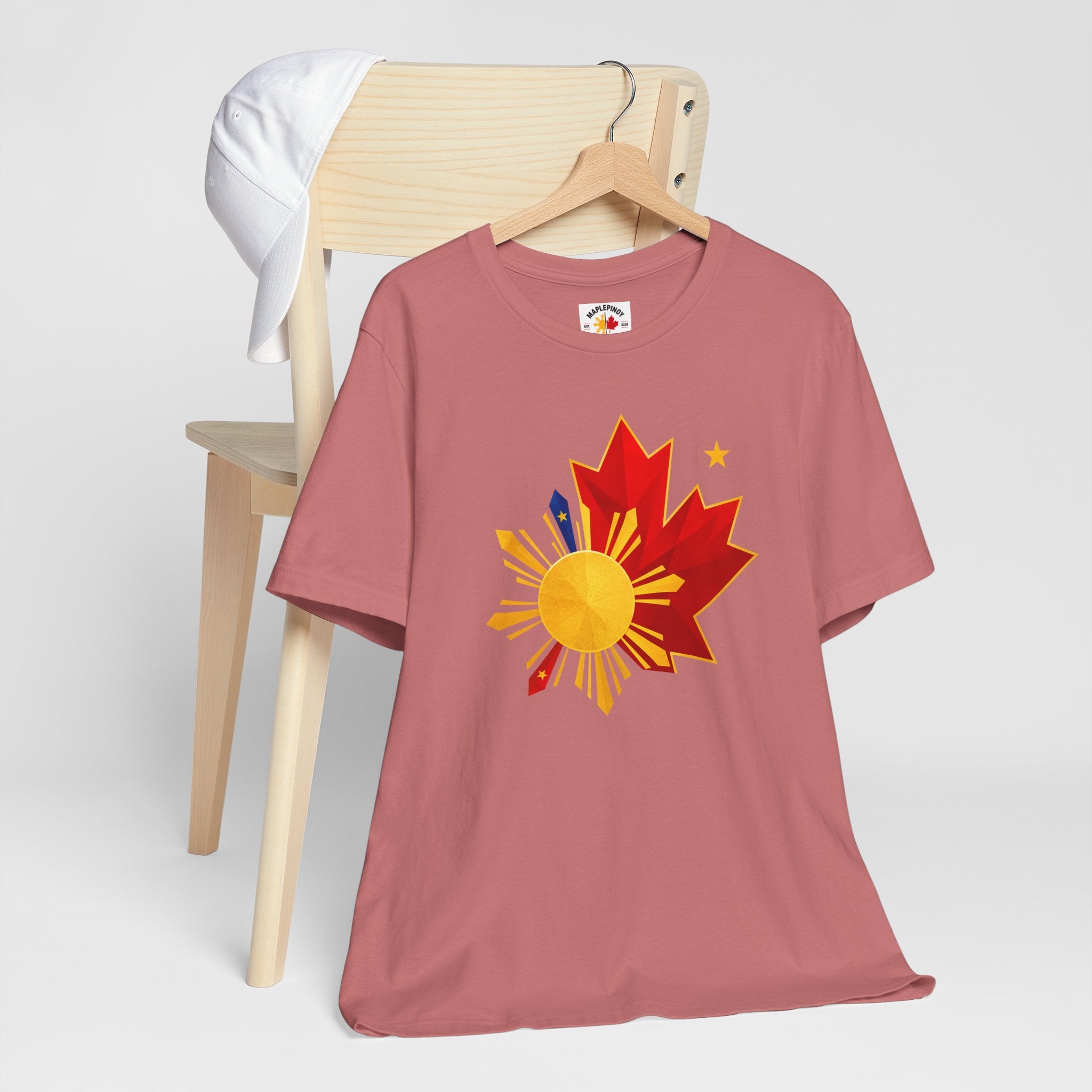 Filipino Canadian Pride T-Shirt — Maple Leaf with Philippine Sun & Stars