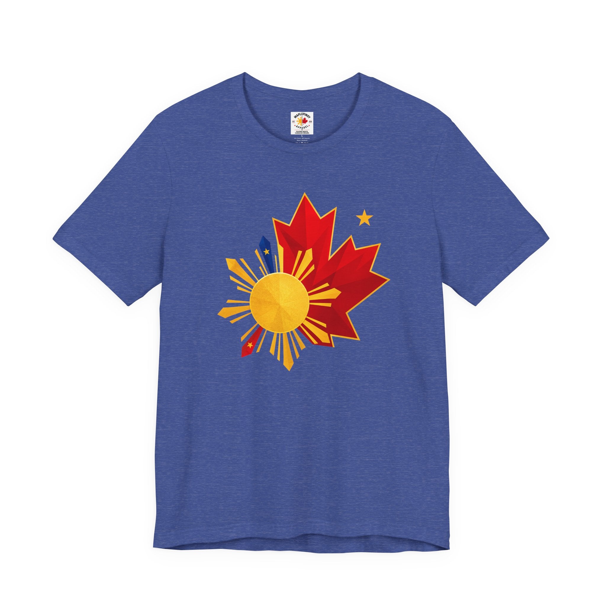 Filipino Canadian Pride T-Shirt — Maple Leaf with Philippine Sun & Stars