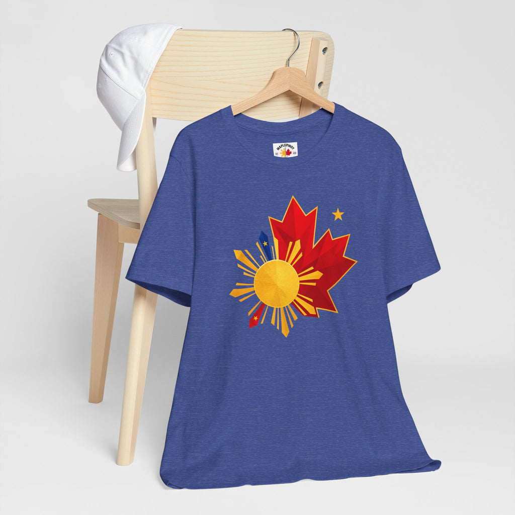 Filipino Canadian Pride T-Shirt — Maple Leaf with Philippine Sun & Stars