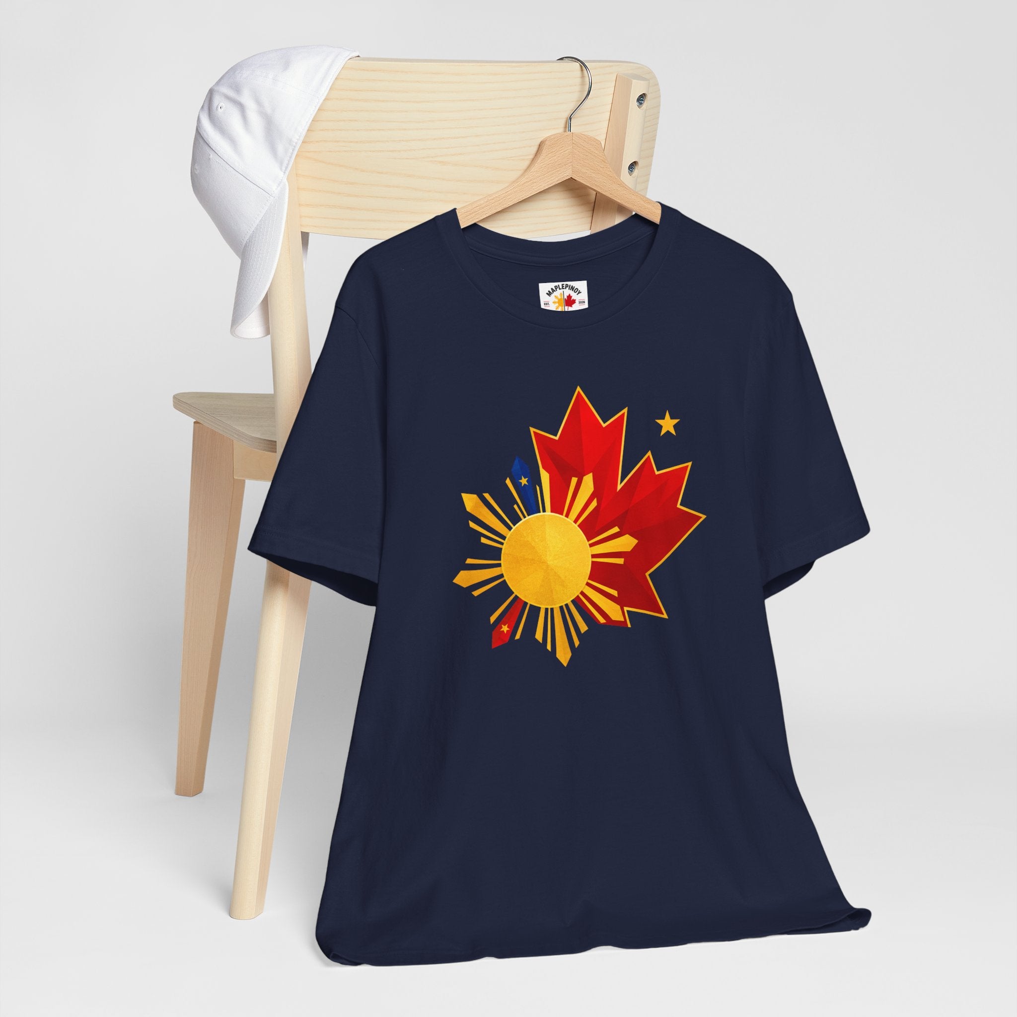 Filipino Canadian Pride T-Shirt — Maple Leaf with Philippine Sun & Stars