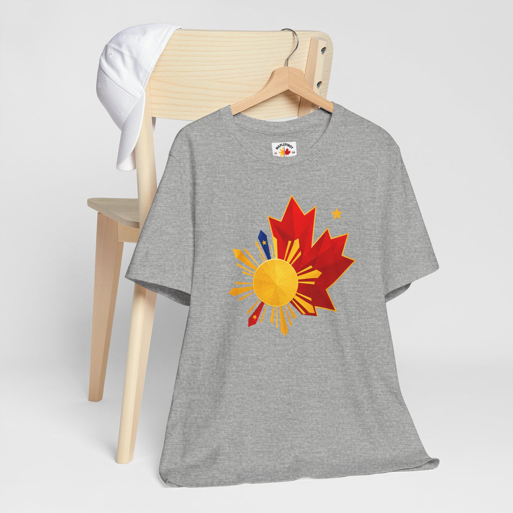 Filipino Canadian Pride T-Shirt — Maple Leaf with Philippine Sun & Stars