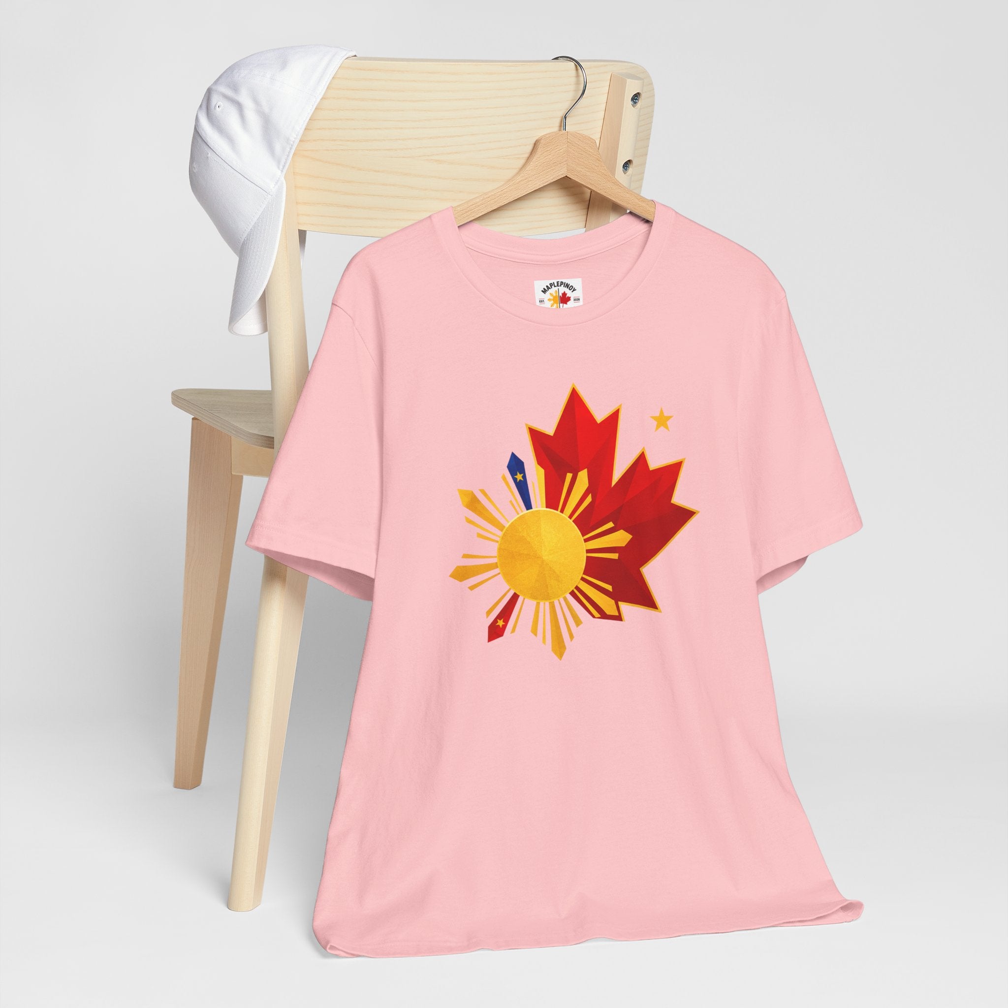 Filipino Canadian Pride T-Shirt — Maple Leaf with Philippine Sun & Stars