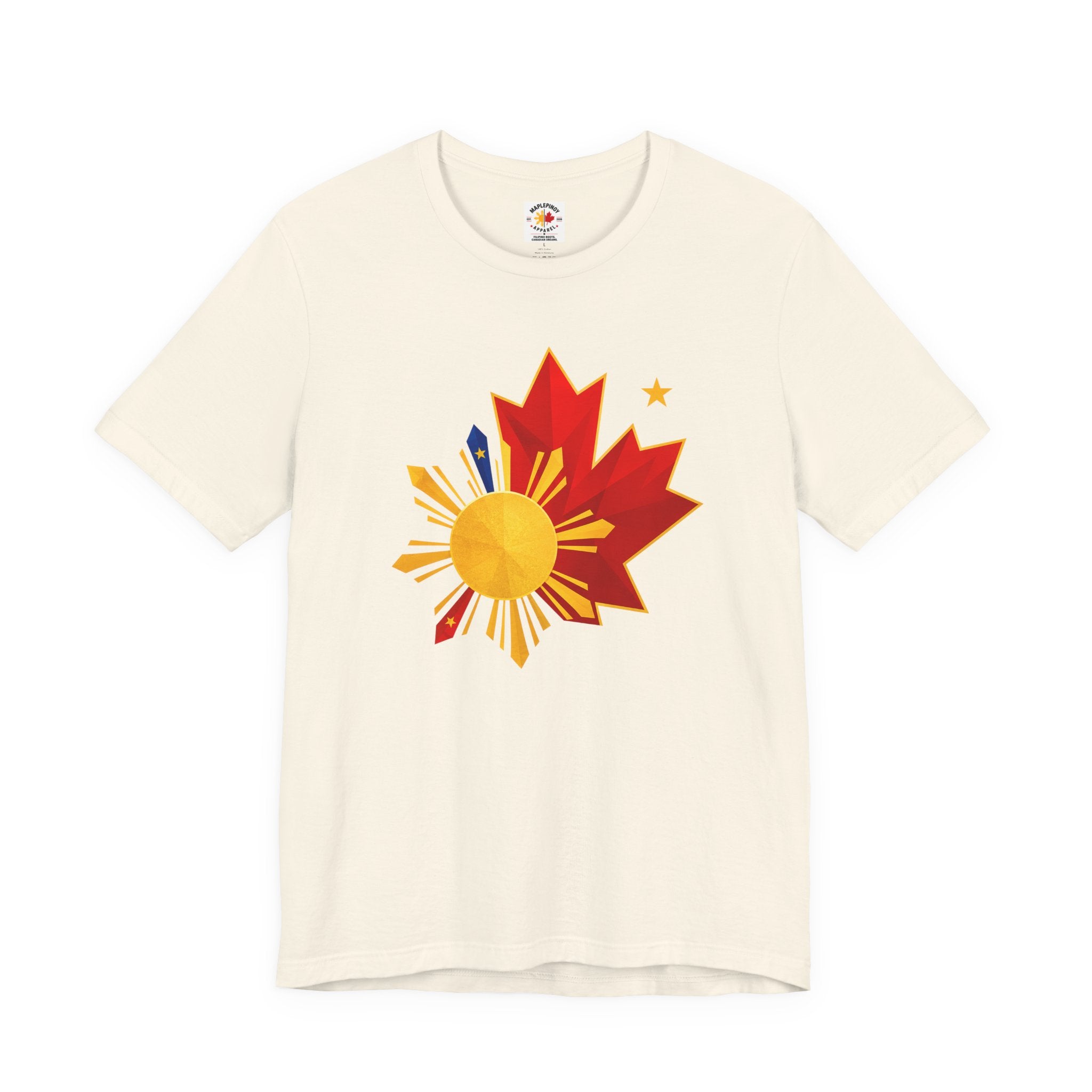 Filipino Canadian Pride T-Shirt — Maple Leaf with Philippine Sun & Stars