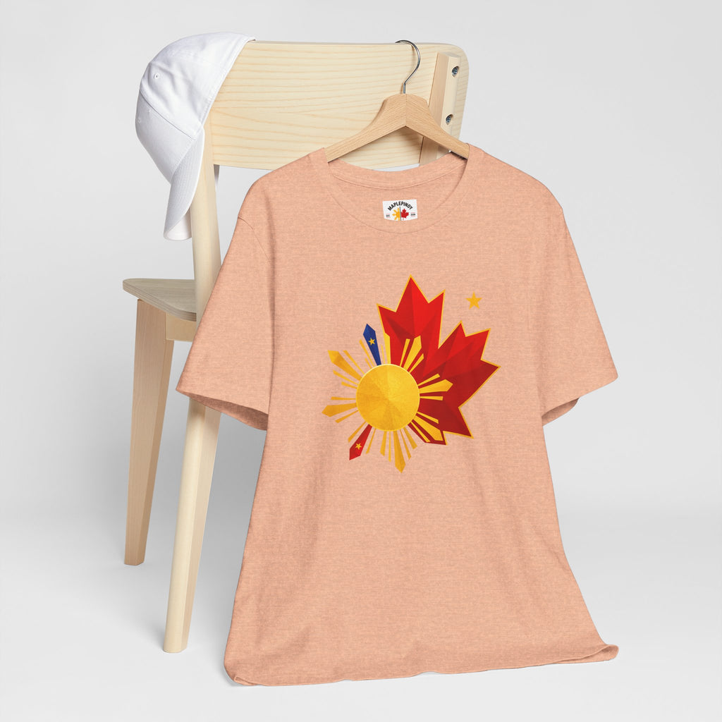 Filipino Canadian Pride T-Shirt — Maple Leaf with Philippine Sun & Stars