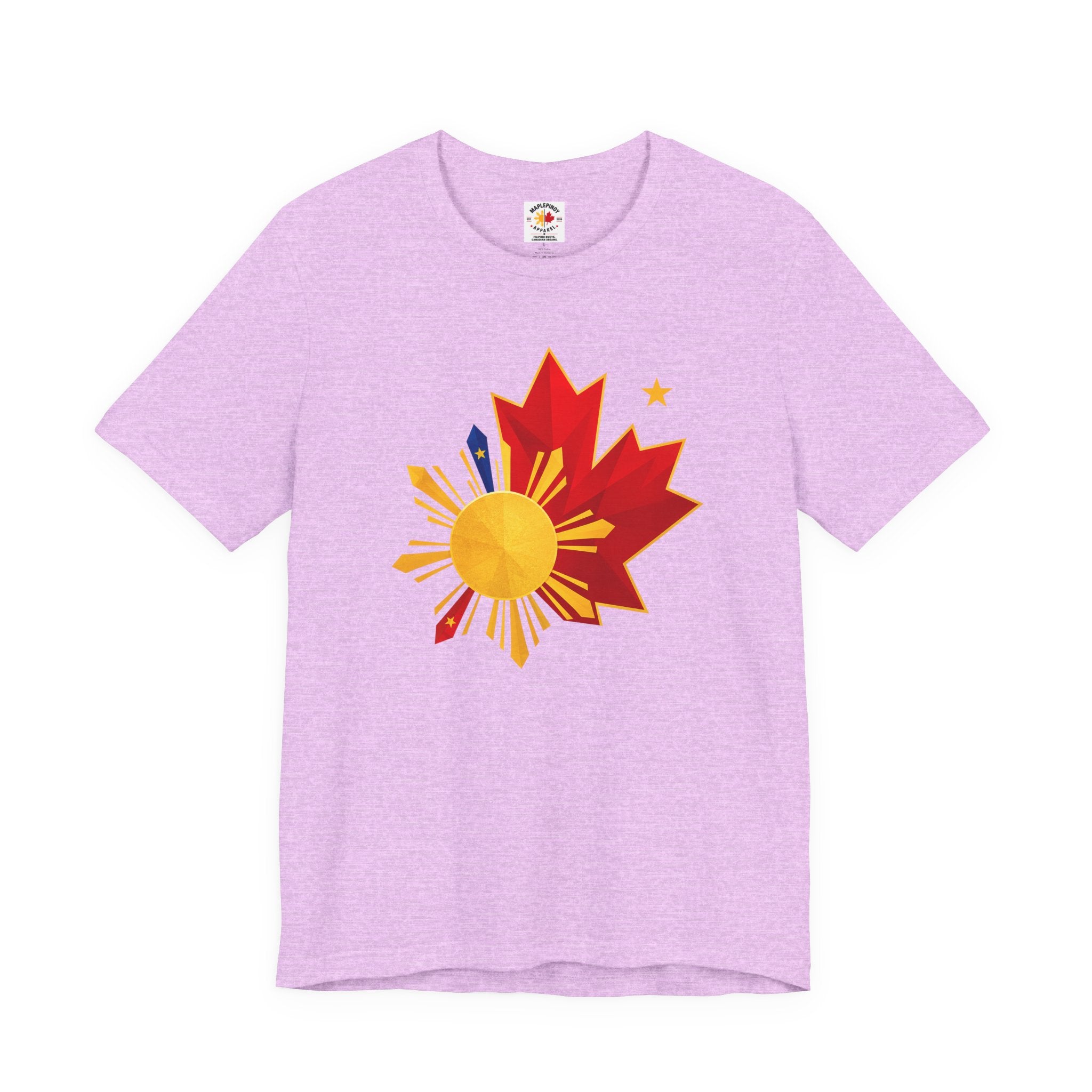 Filipino Canadian Pride T-Shirt — Maple Leaf with Philippine Sun & Stars