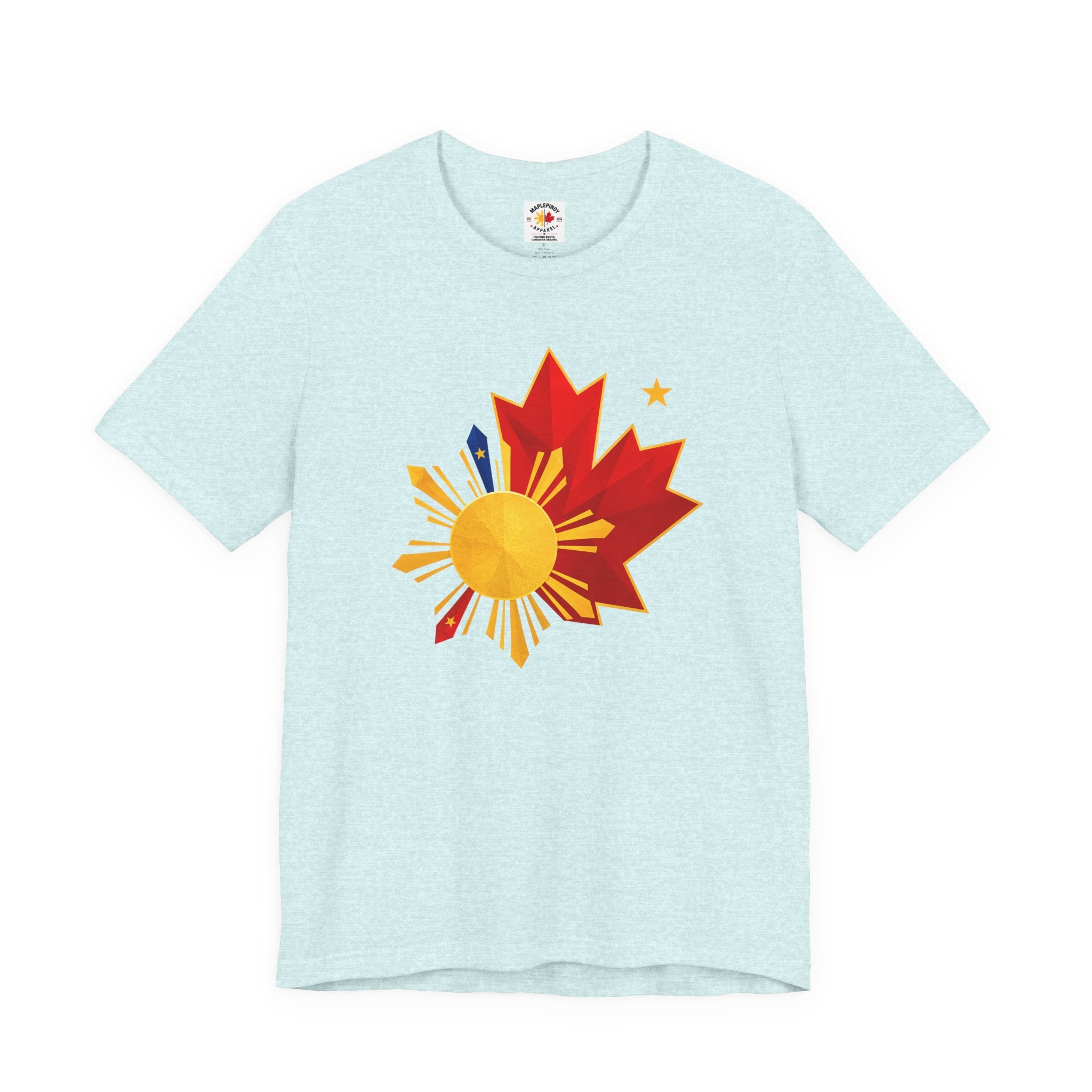 Filipino Canadian Pride T-Shirt — Maple Leaf with Philippine Sun & Stars