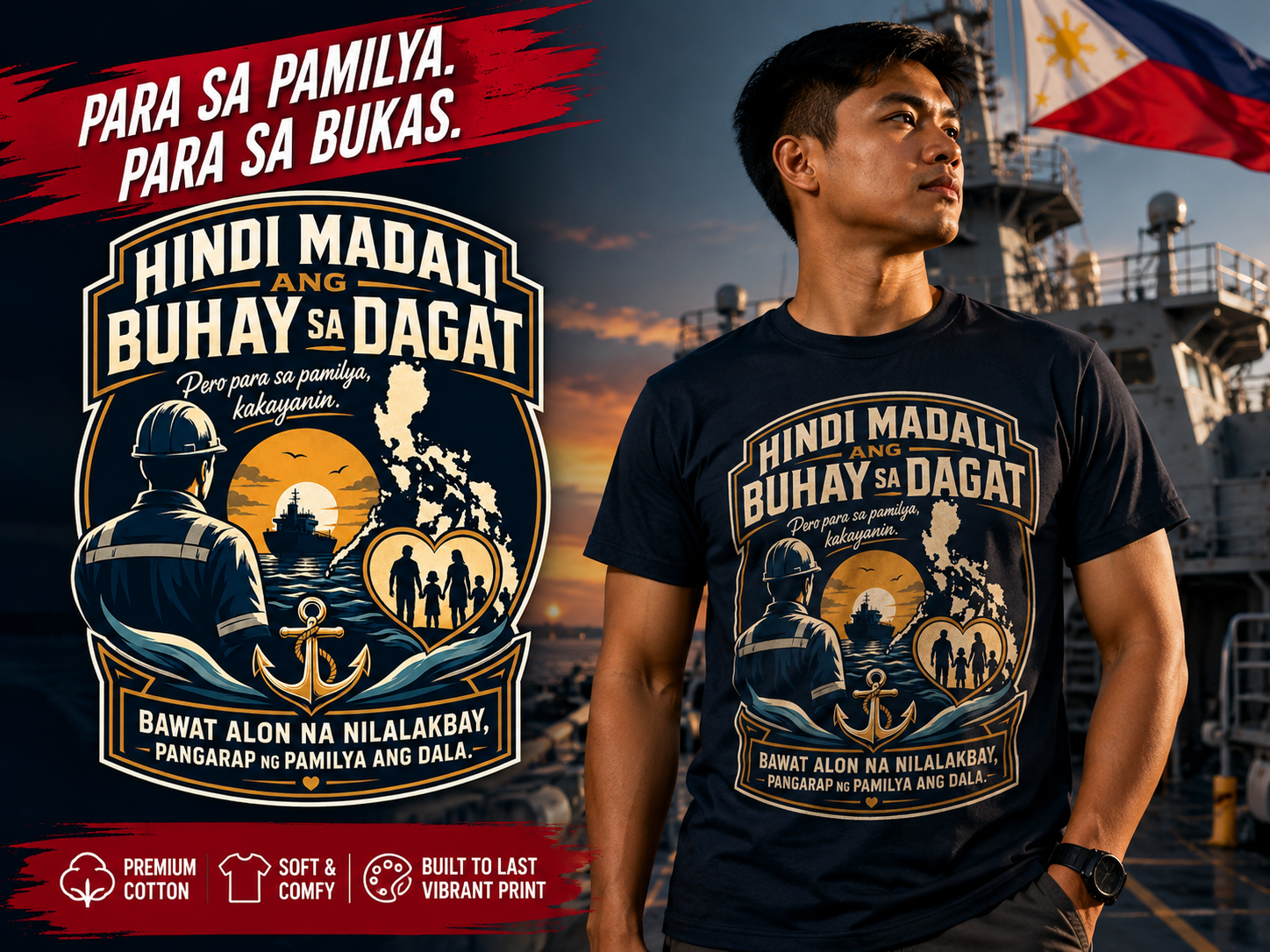 Hindi Madali ang Buhay sa Dagat — Filipino Seafarer Pride Tee