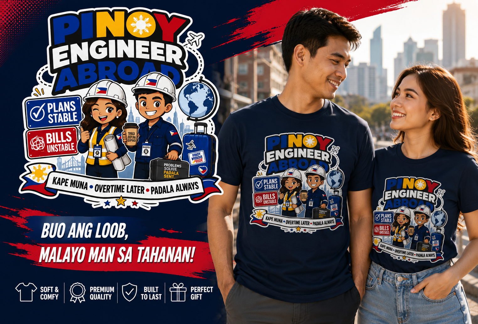 Plans Stable, Bills Unstable — Funny Filipino Engineer OFW Tee