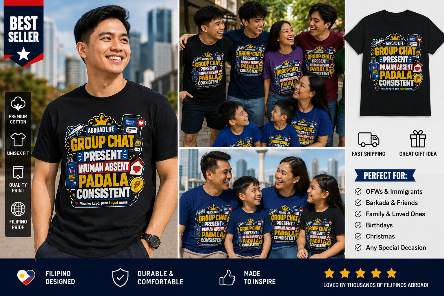 Group Chat: Present. Padala: Consistent. — Funny OFW Tee