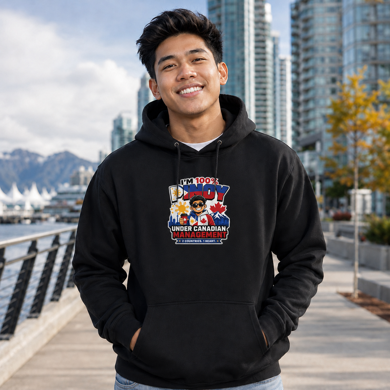 100% Pinoy, Under Canadian Management — Funny Filipino Hoodie