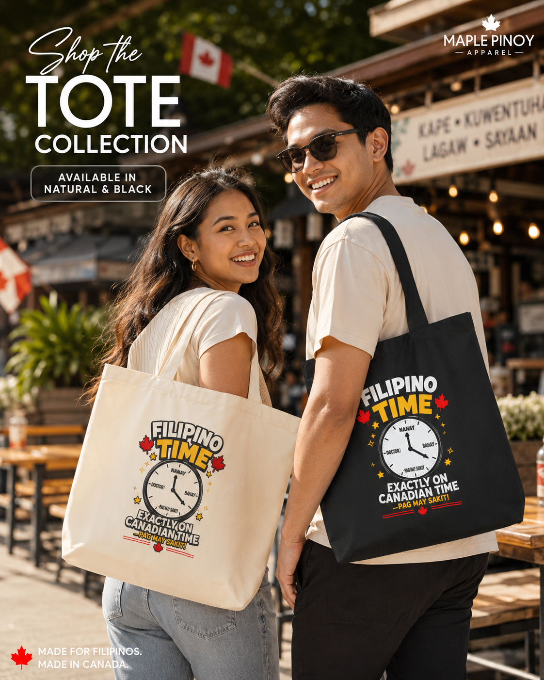Filipino Time — Funny Filipino Canadian Tote Bag