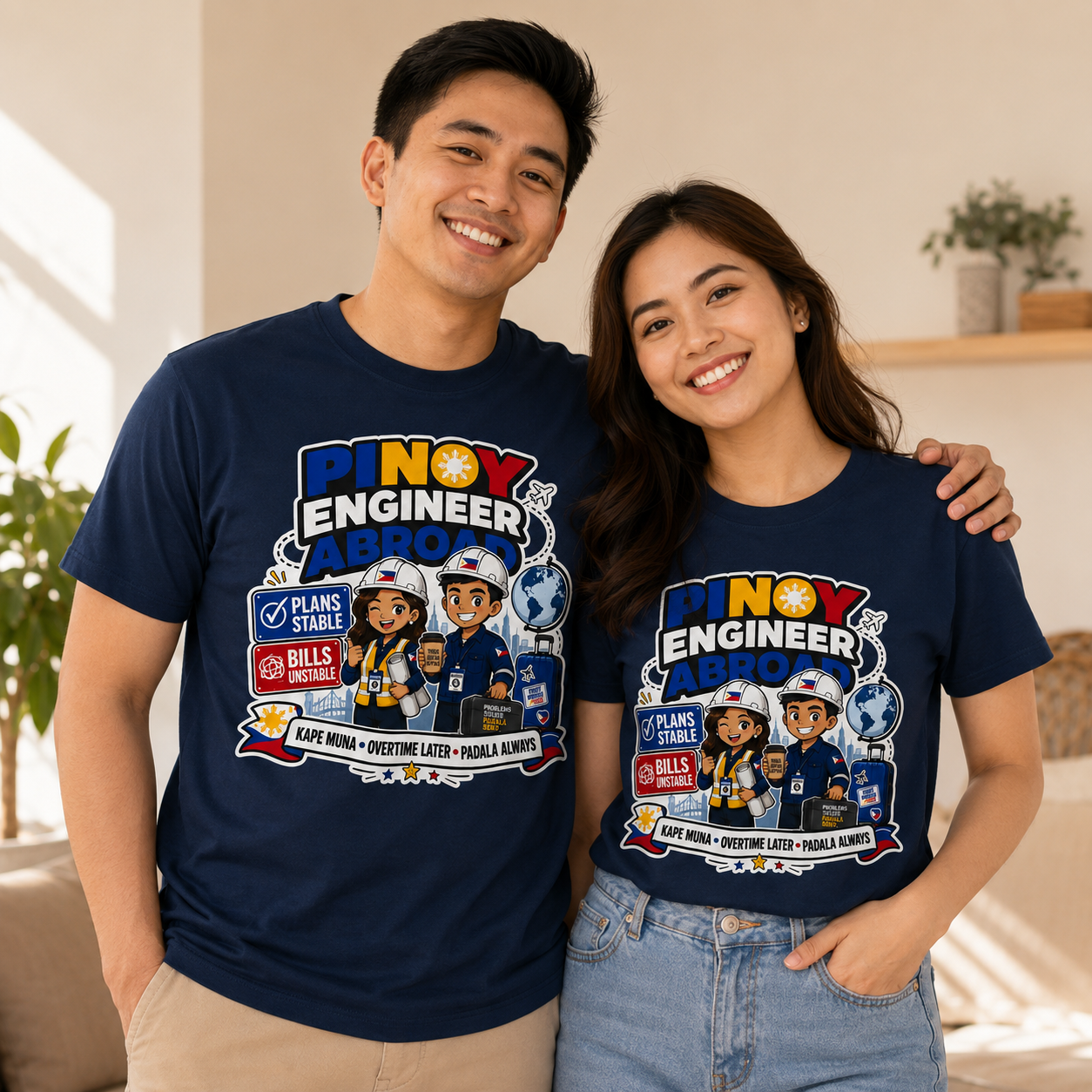 Plans Stable, Bills Unstable — Funny Filipino Engineer OFW Tee