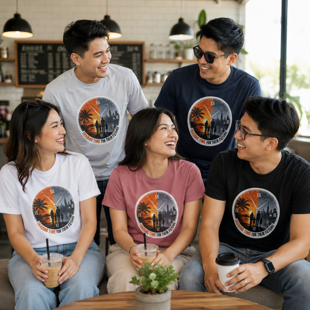 Trading Time for Their Future Filipino OFW T-Shirt — Pinoy Caregiver Tribute