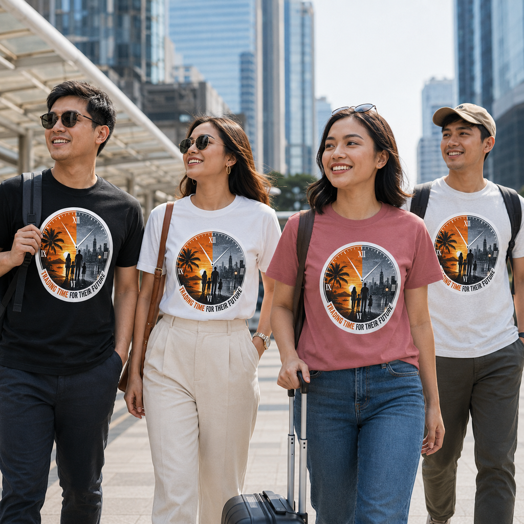 Trading Time for Their Future Filipino OFW T-Shirt — Pinoy Caregiver Tribute