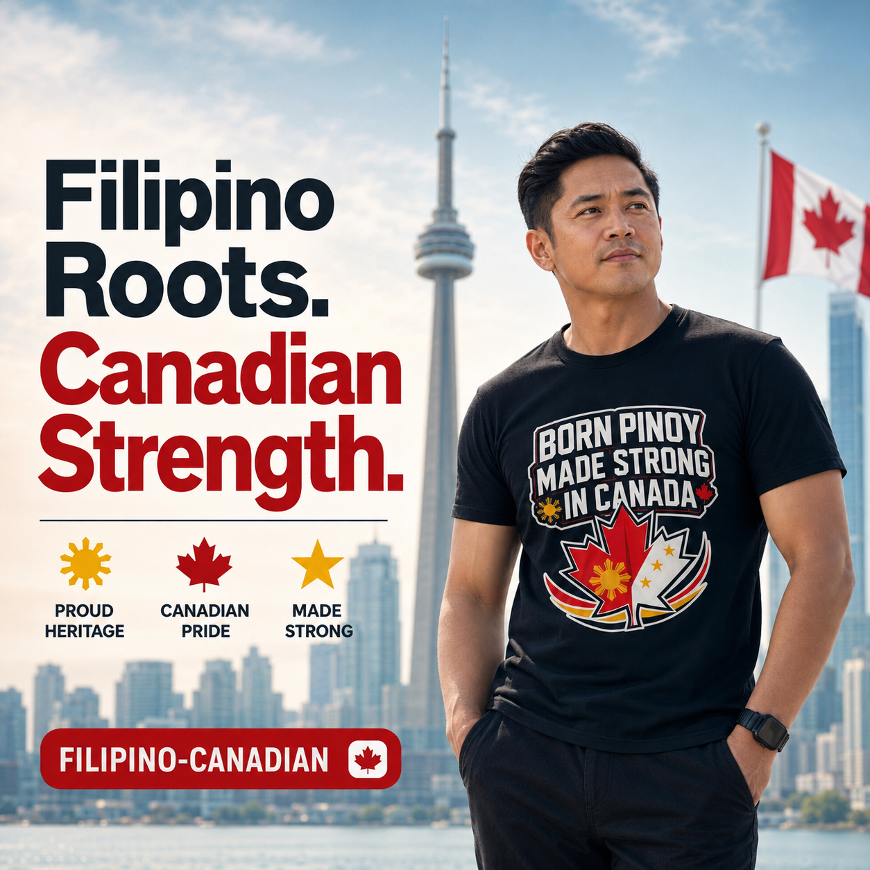 Born Pinoy, Made Strong in Canada — Filipino-Canadian Pride Tee