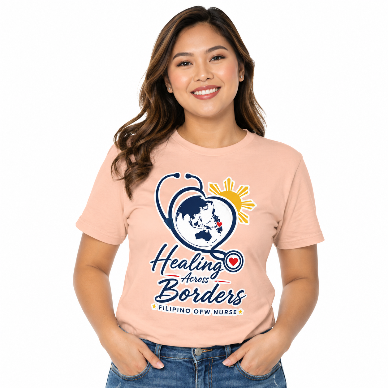 Healing Across Borders Filipino OFW Nurse T-Shirt
