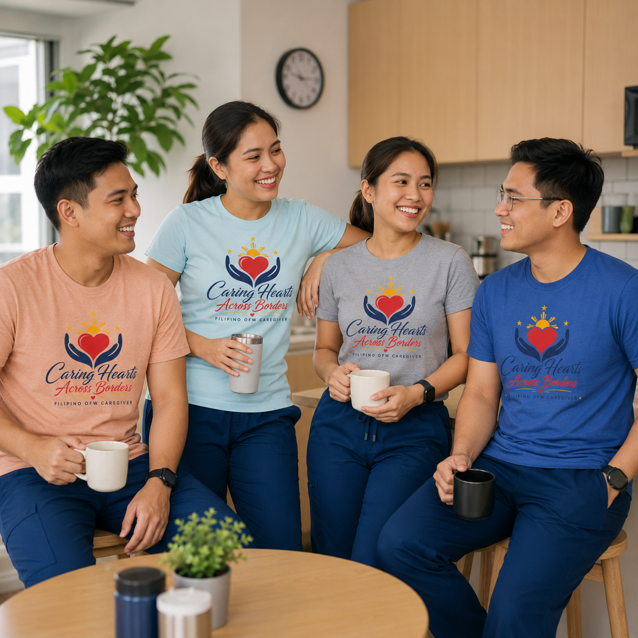 Caring Hearts Across Borders Filipino OFW Caregiver T-Shirt