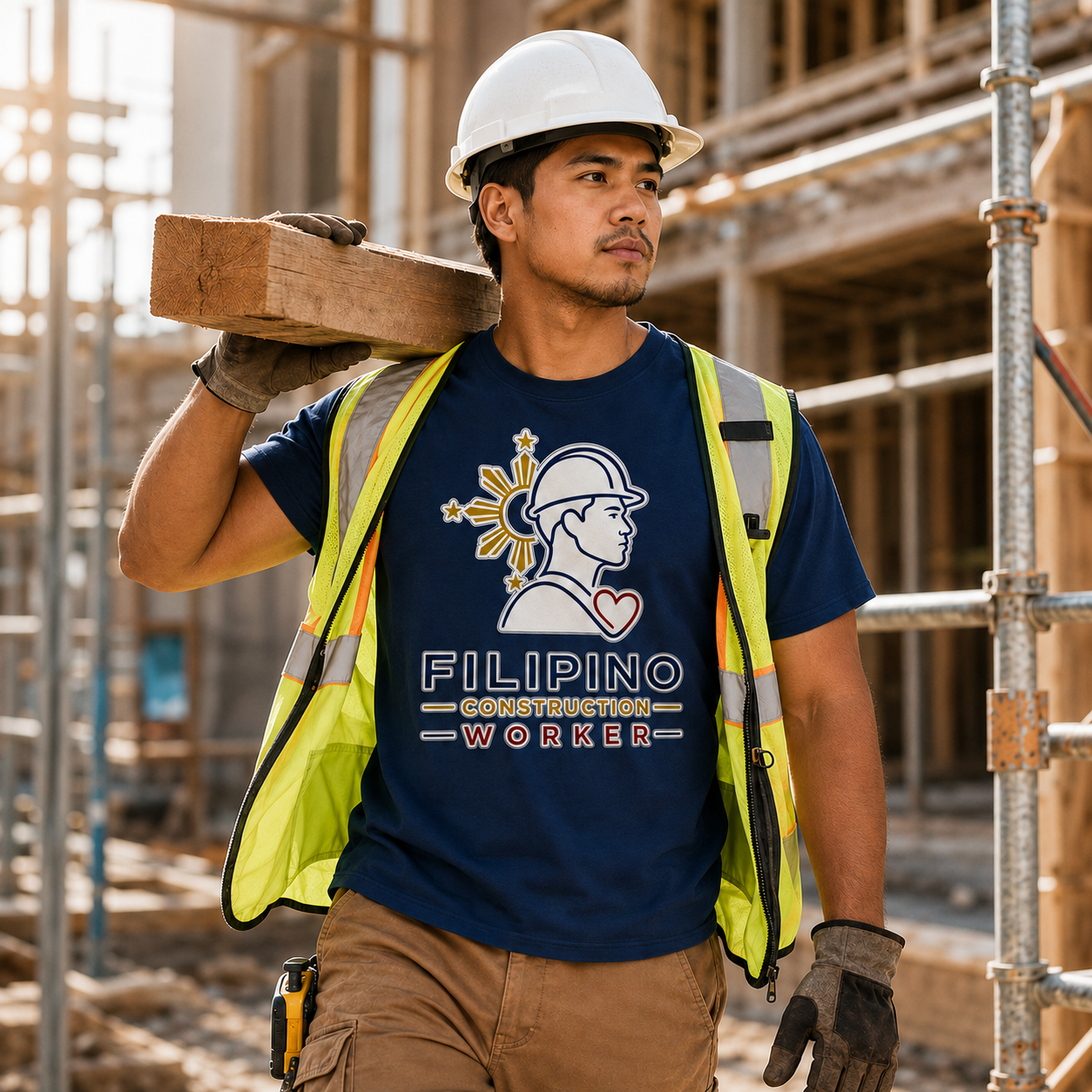 Kayod Para sa Pamilya — Filipino Construction Worker Pride Tee