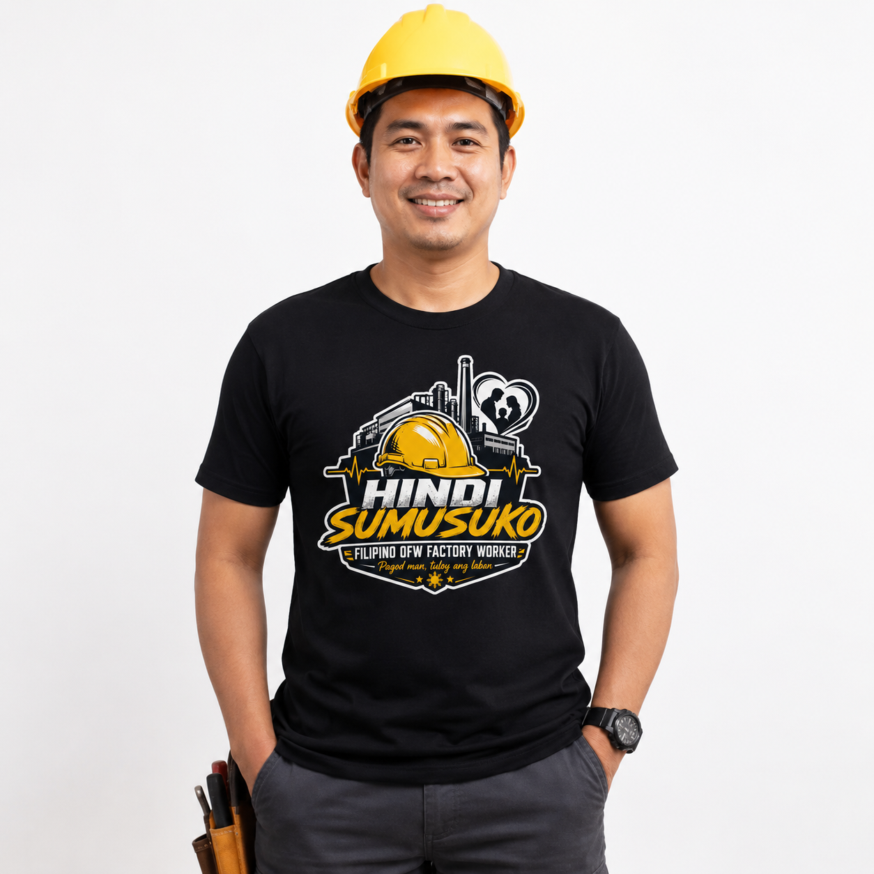 Hindi Sumusuko T-Shirt — Proud Filipino OFW Factory Worker Tee