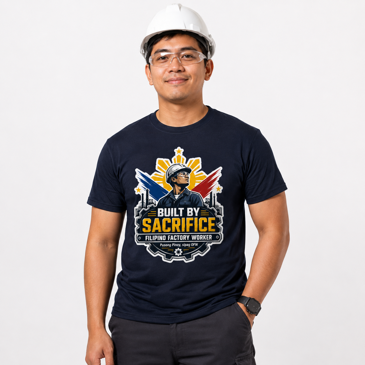 Built By Sacrifice T-Shirt — Filipino OFW Factory Worker Pride Tee