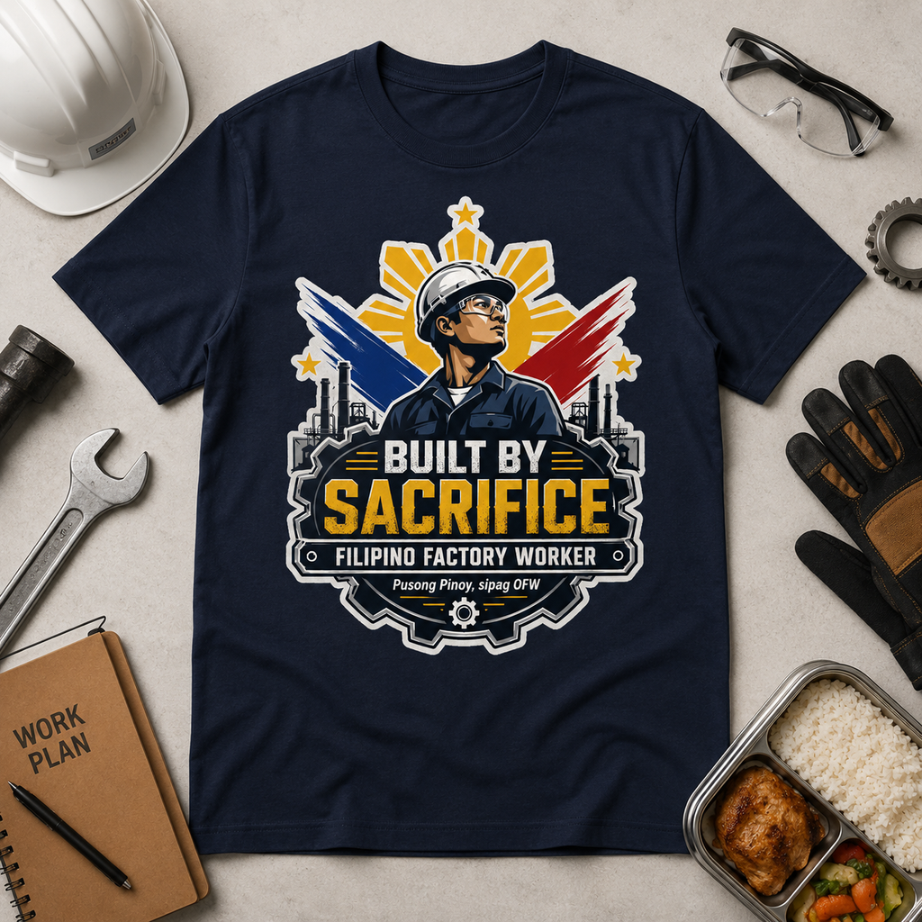 Built By Sacrifice T-Shirt — Filipino OFW Factory Worker Pride Tee