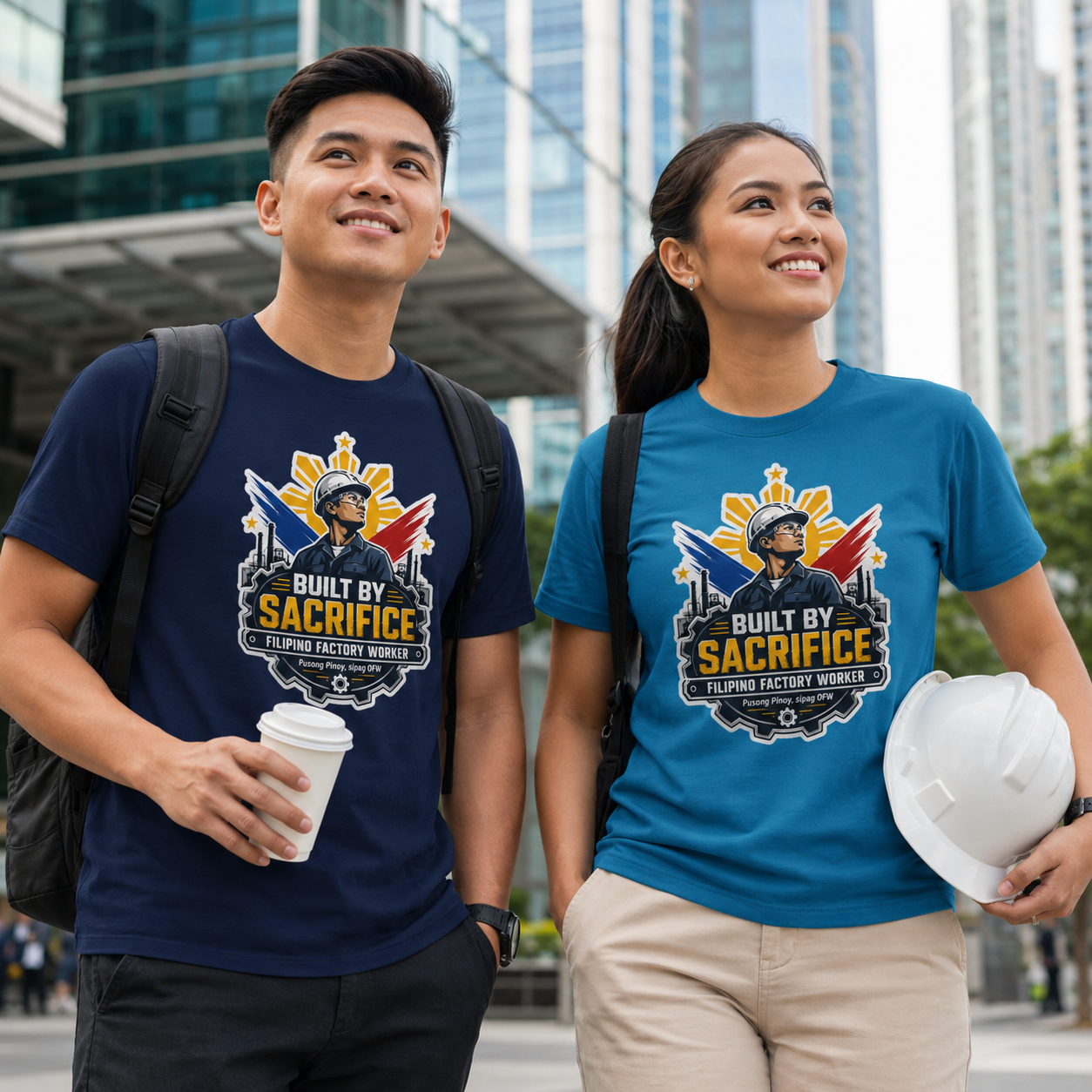 Built By Sacrifice T-Shirt — Filipino OFW Factory Worker Pride Tee