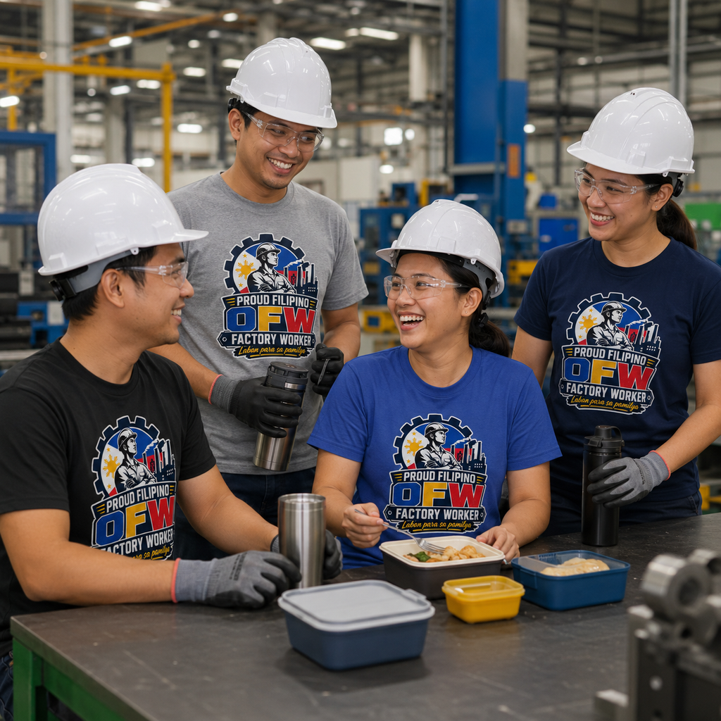 Proud Filipino OFW Factory Worker Tee — "Laban para sa pamilya"