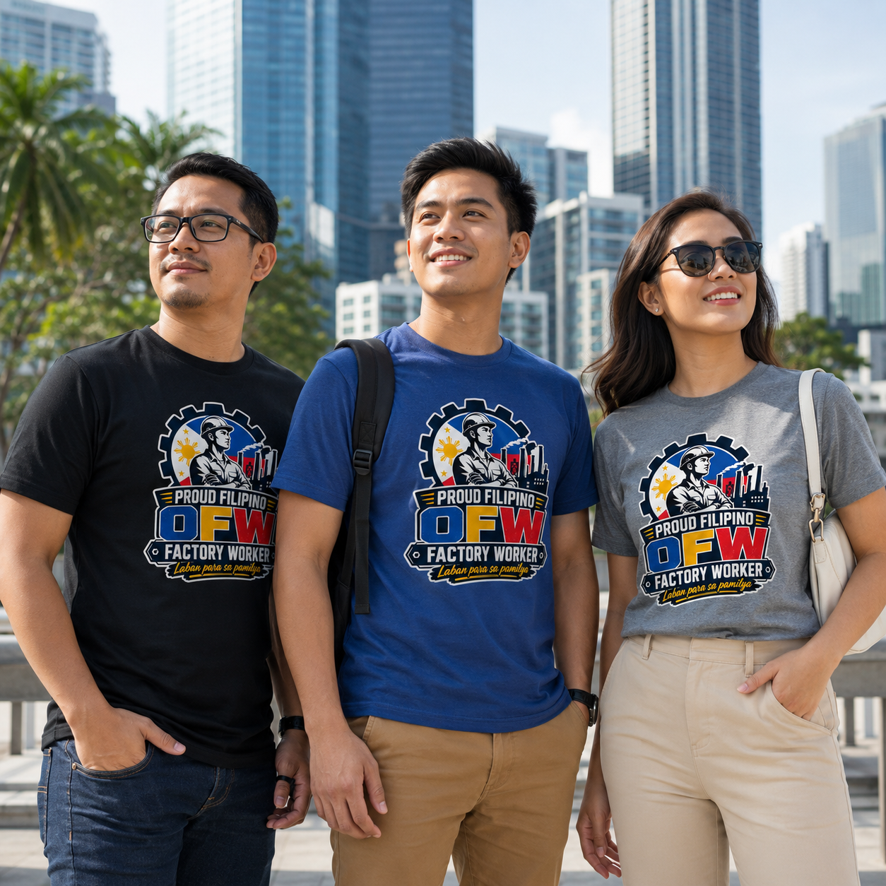 Proud Filipino OFW Factory Worker Tee — "Laban para sa pamilya"
