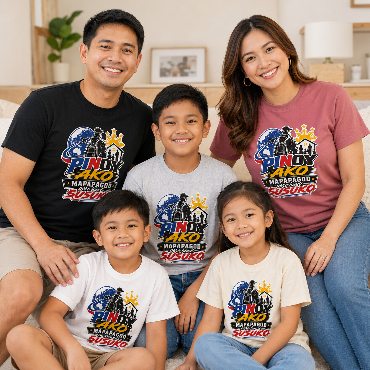 Pinoy Ako Mapapagod Pero Hindi Susuko T-Shirt — OFW Pride Globe Design