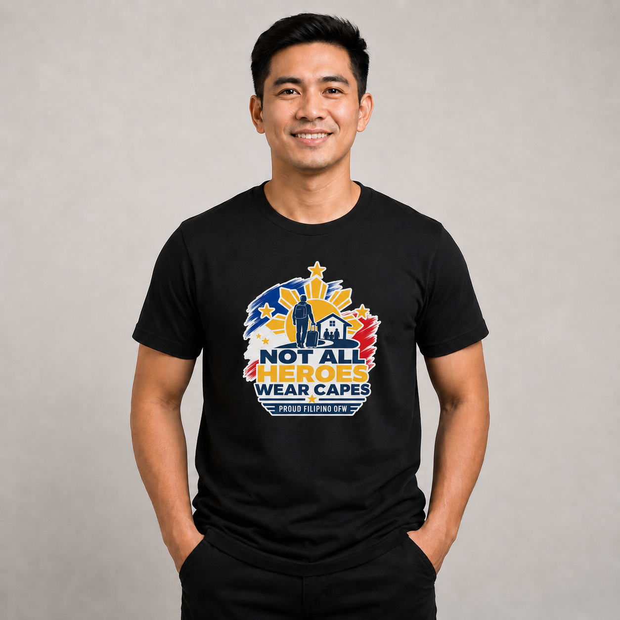 Not All Heroes Wear Capes Filipino OFW T-Shirt – Proud Pinoy Abroad Shirt