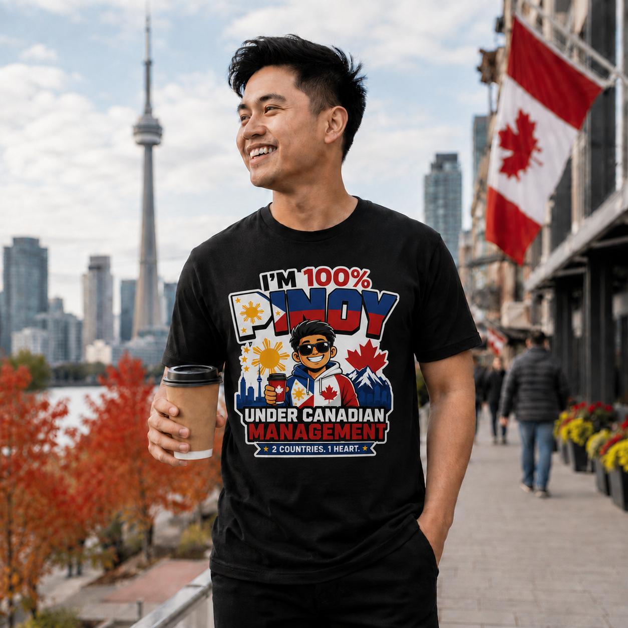 100% Pinoy, Under Canadian Management — Funny Filipino Canadian Tee