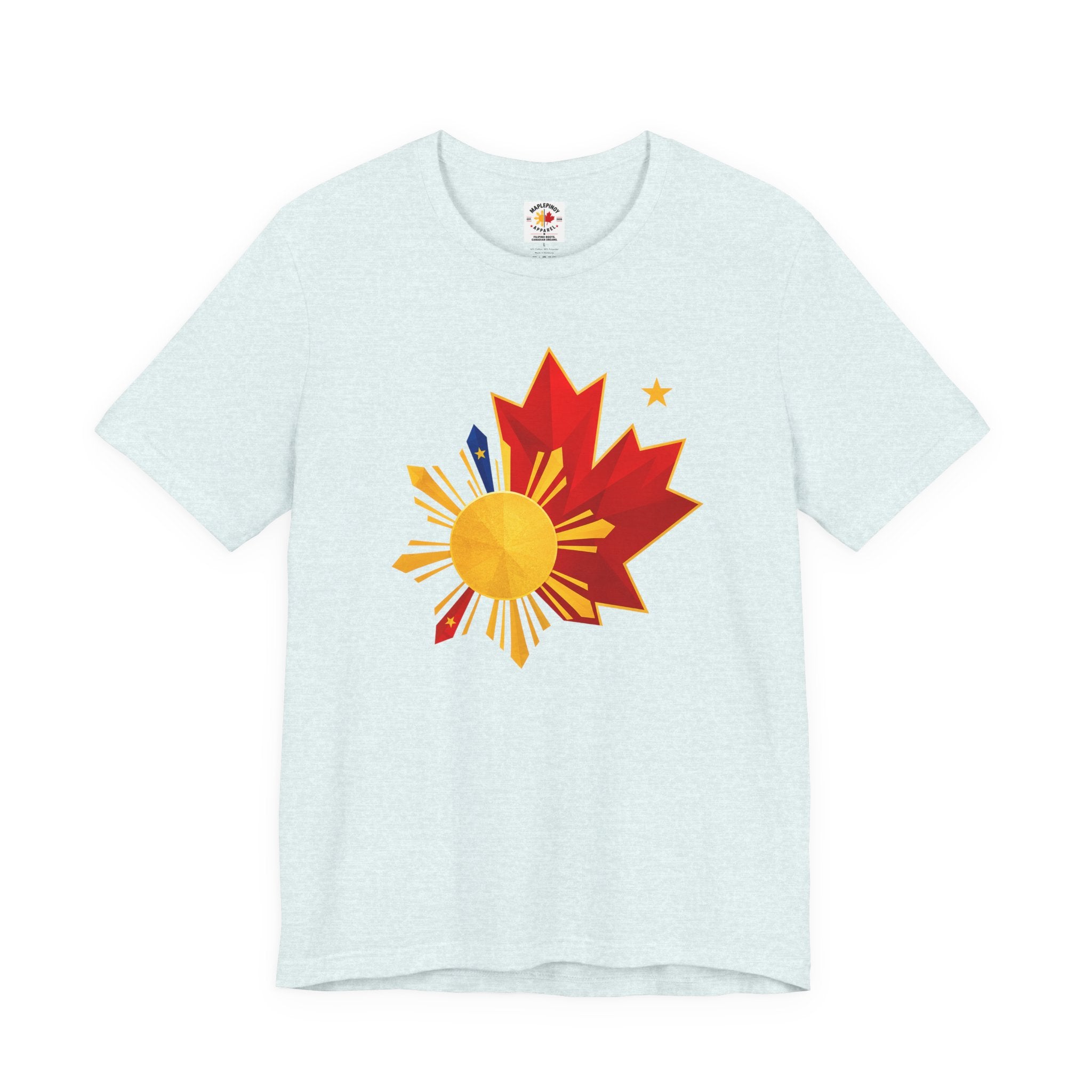 Filipino Canadian Pride T-Shirt — Maple Leaf with Philippine Sun & Stars