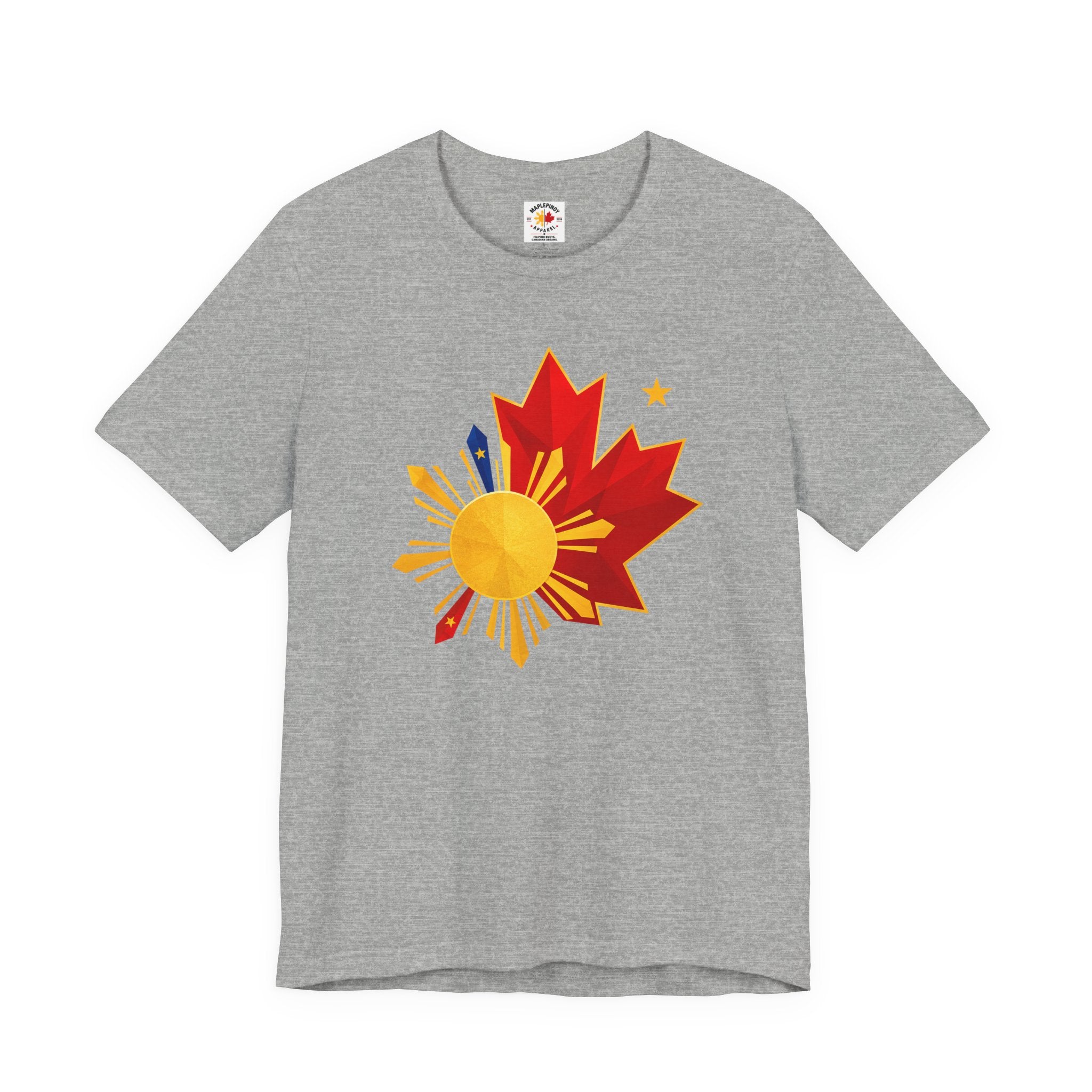 Filipino Canadian Pride T-Shirt — Maple Leaf with Philippine Sun & Stars