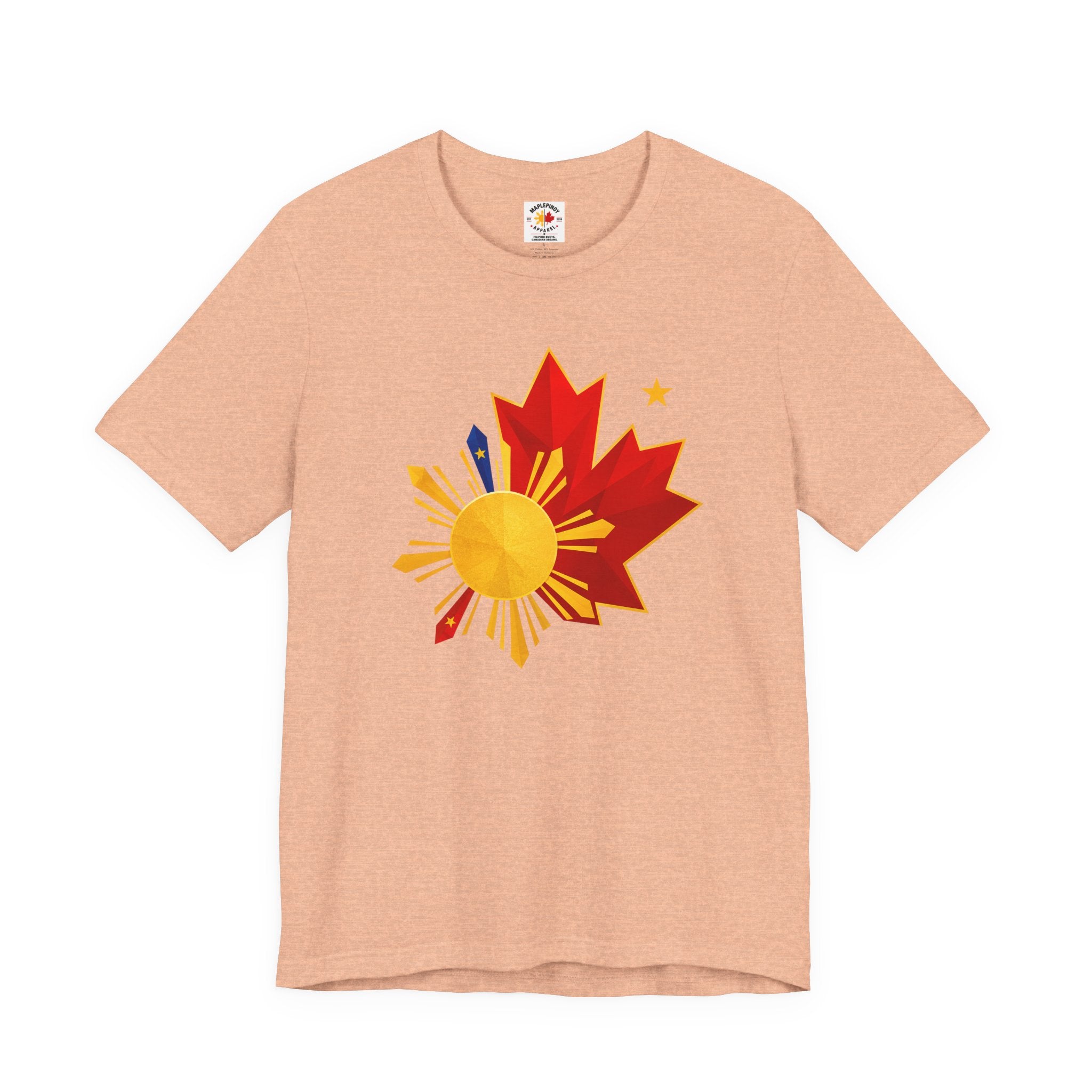 Filipino Canadian Pride T-Shirt — Maple Leaf with Philippine Sun & Stars