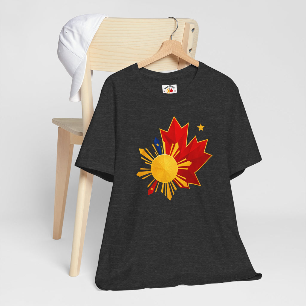 Filipino Canadian Pride T-Shirt — Maple Leaf with Philippine Sun & Stars