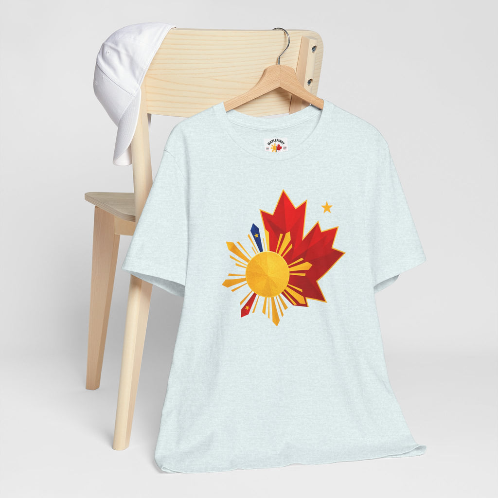 Filipino Canadian Pride T-Shirt — Maple Leaf with Philippine Sun & Stars