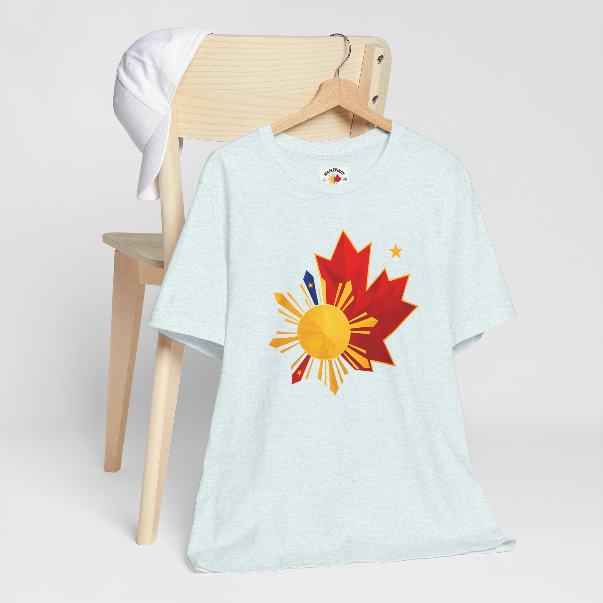 Filipino Canadian Pride T-Shirt — Maple Leaf with Philippine Sun & Stars