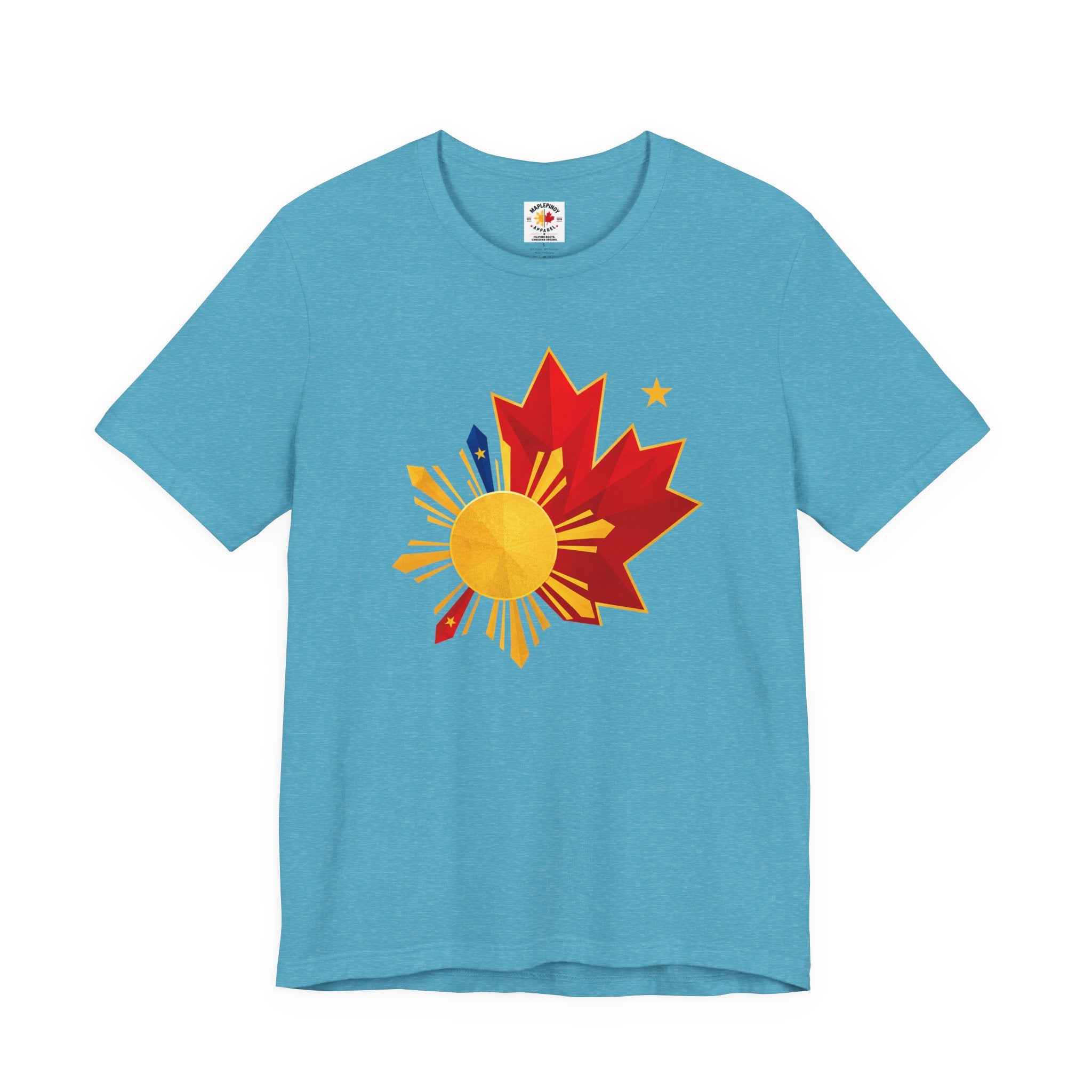 Filipino Canadian Pride T-Shirt — Maple Leaf with Philippine Sun & Stars