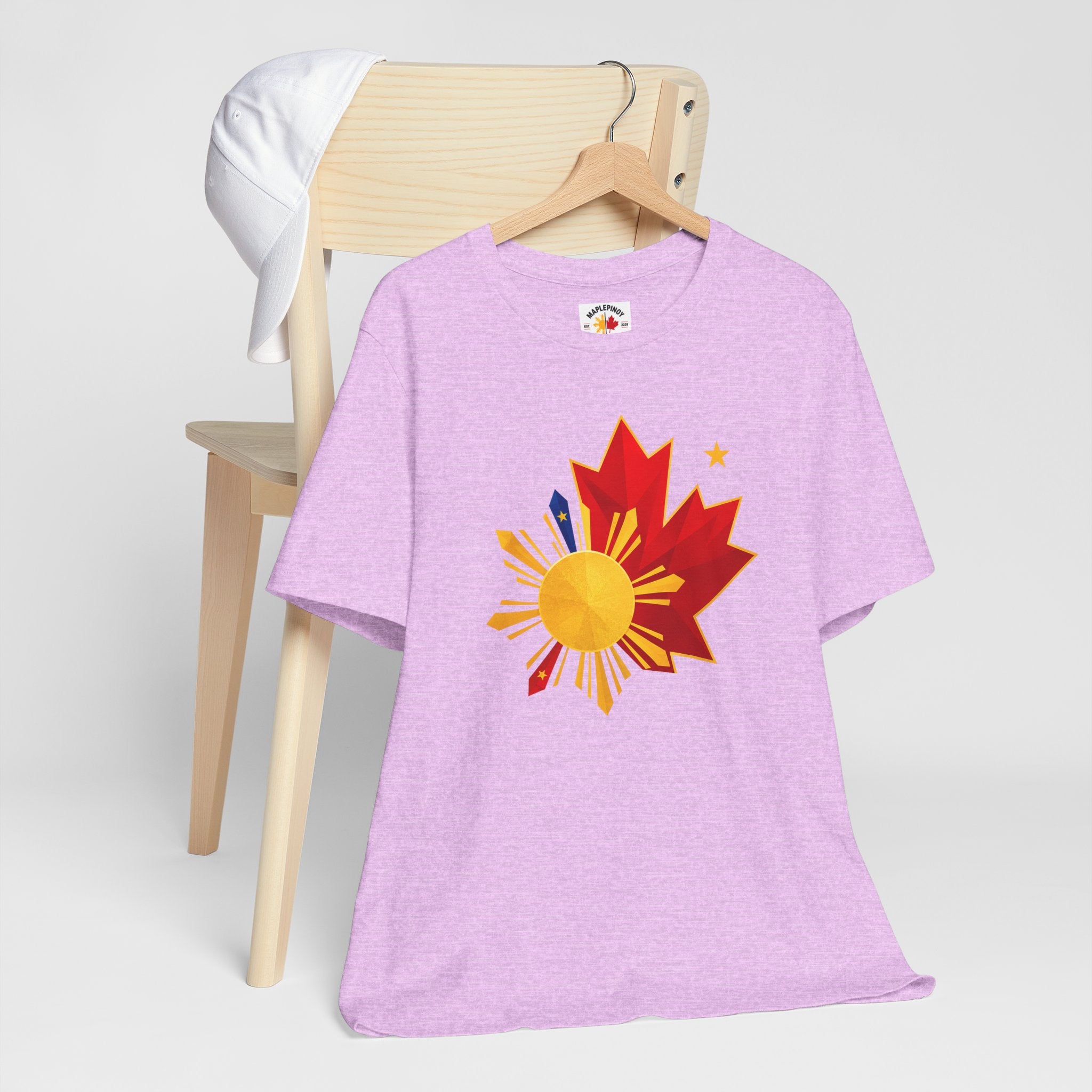 Filipino Canadian Pride T-Shirt — Maple Leaf with Philippine Sun & Stars