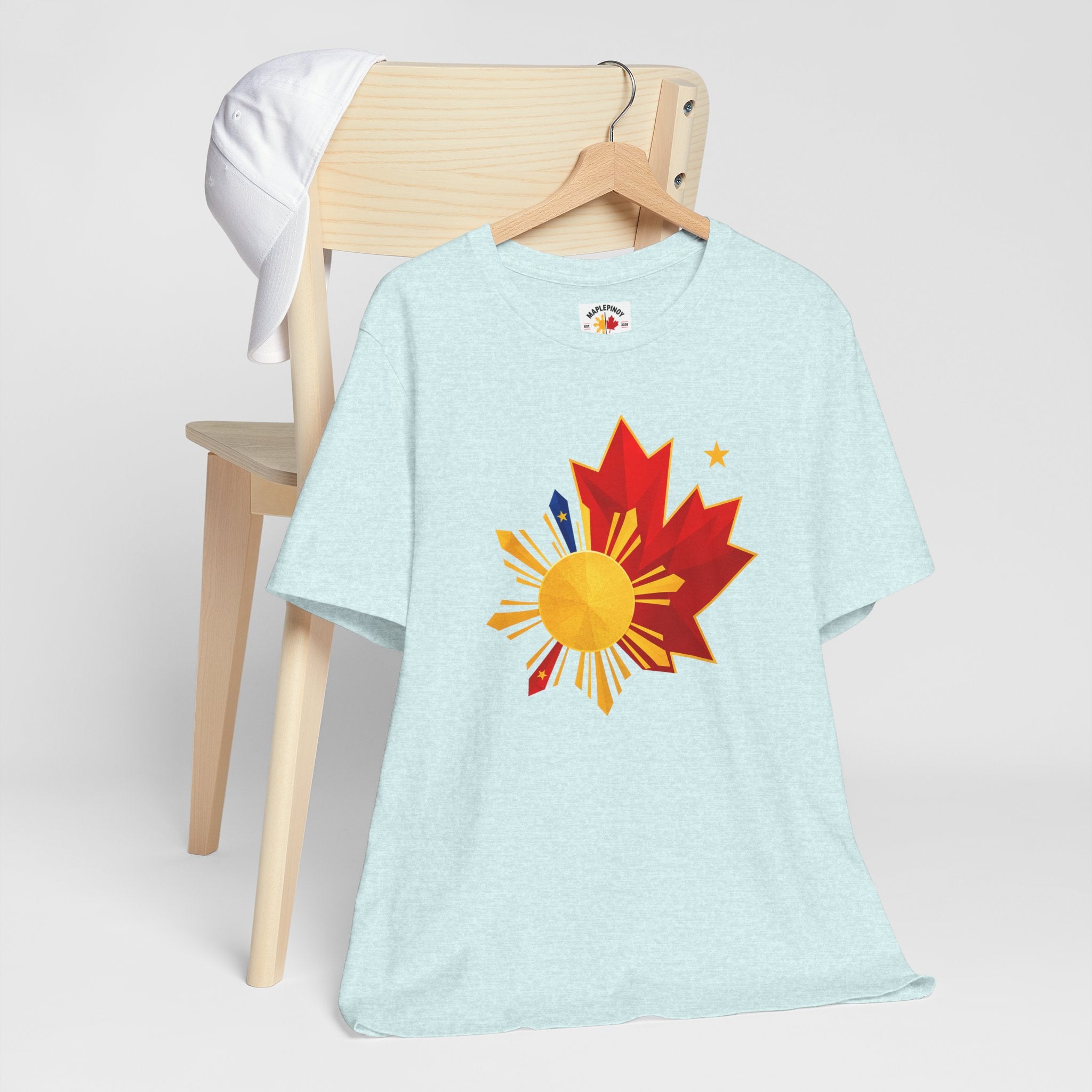 Filipino Canadian Pride T-Shirt — Maple Leaf with Philippine Sun & Stars